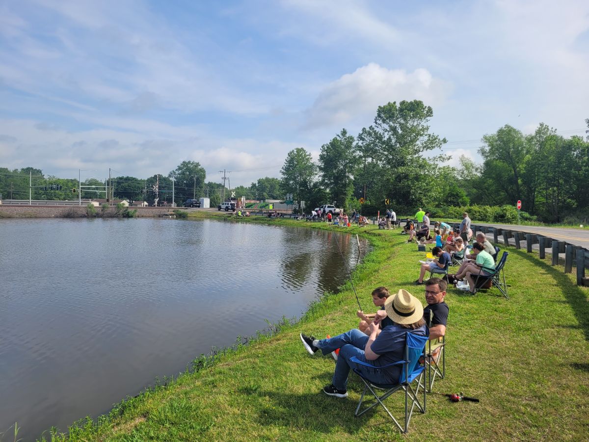 Crowd fishing at the 20th Annual Fishing Derby