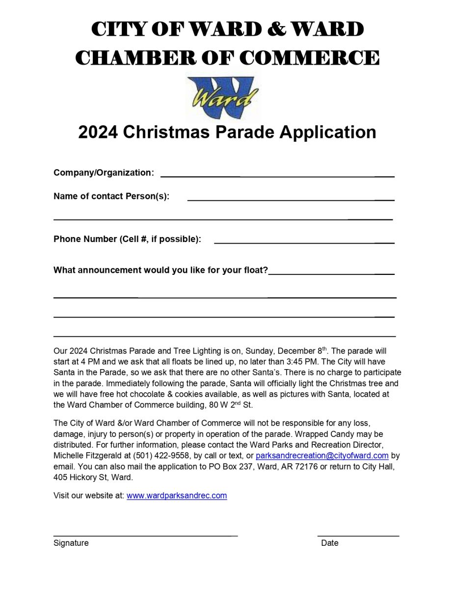 Ward Christmas Parade form