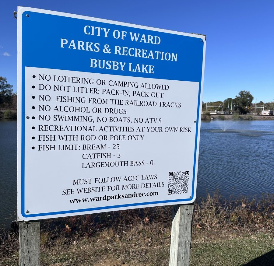 Busby Lake Rule Sign